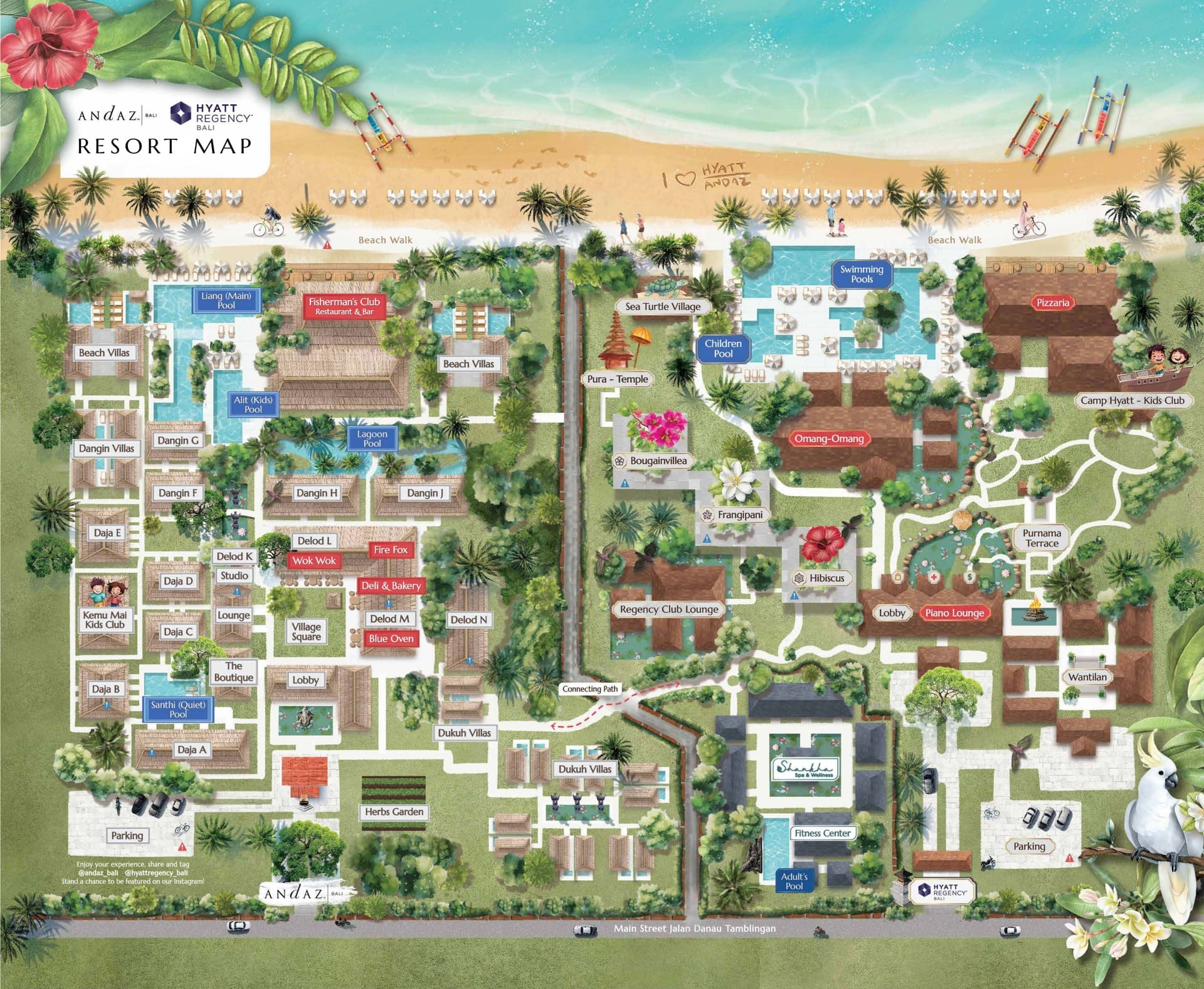 Hyatt Regency and Andaz Bali Map